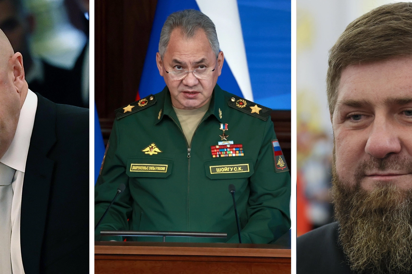 Yevgeniy Prigozhin, Serghei Shoigu, Ramzan Kadyrov