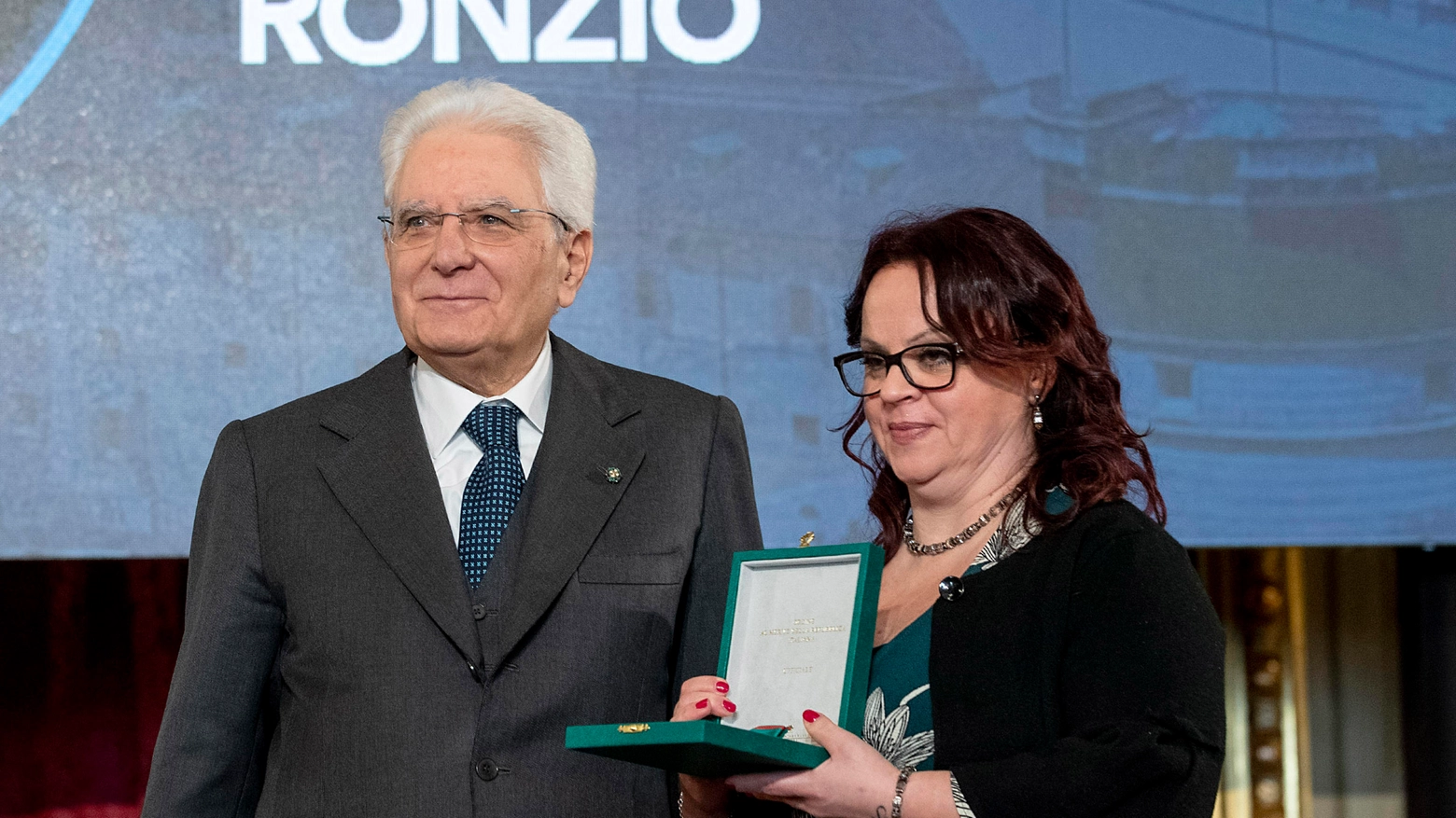 Tiziana Ronzio con il Presidente della Repubblica, Sergio Mattarella