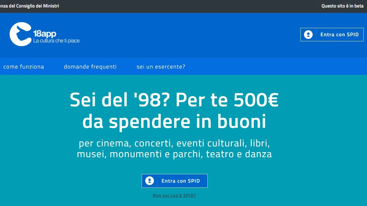Bonus 500 euro per i 18enni