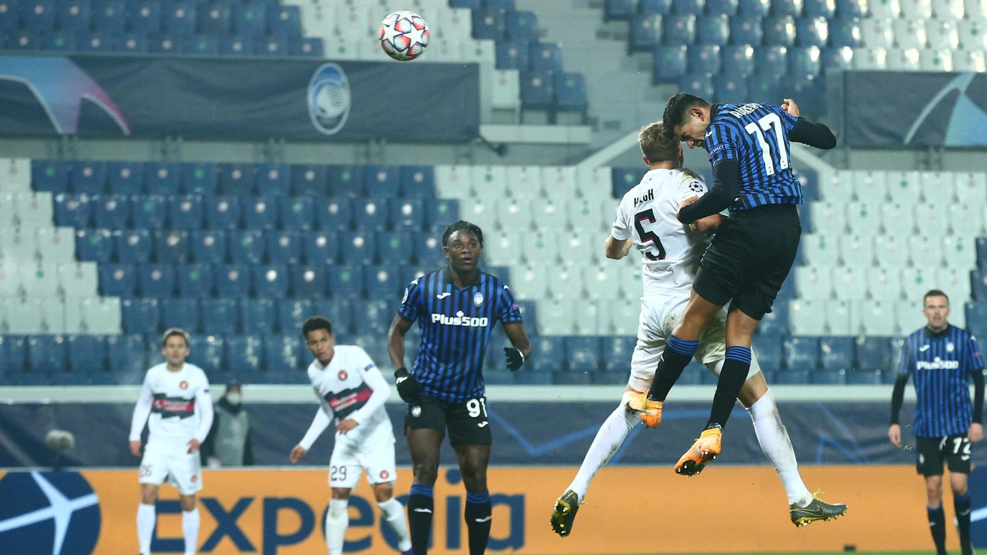Atalanta-Midtjylland, il gol dell'1-1 di Romero (Ansa)