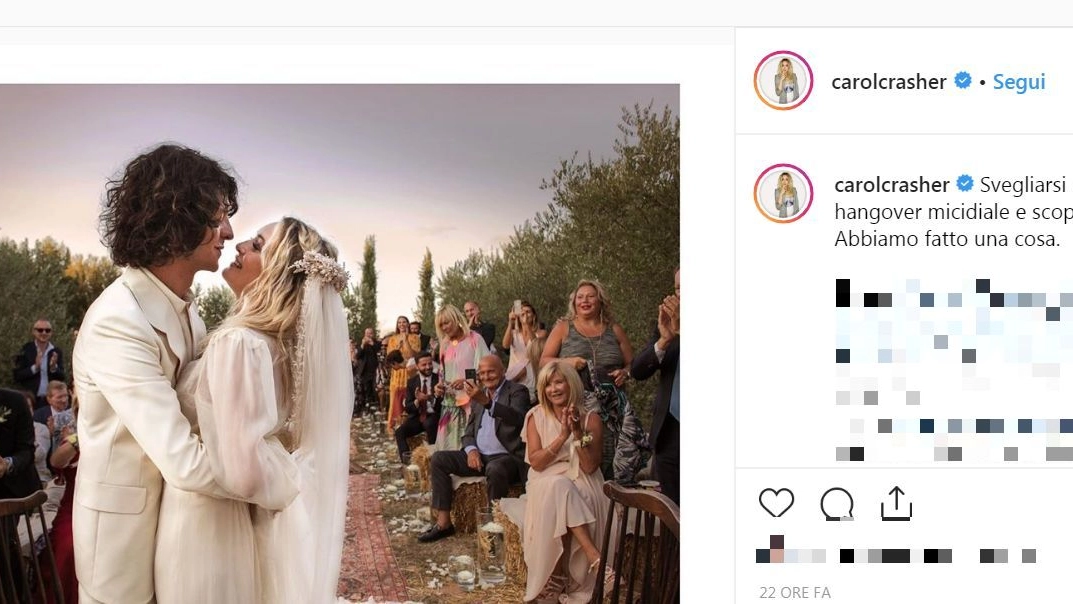Il matrimonio di Carolina Crescentini e Francesco Motta  (Instagram)