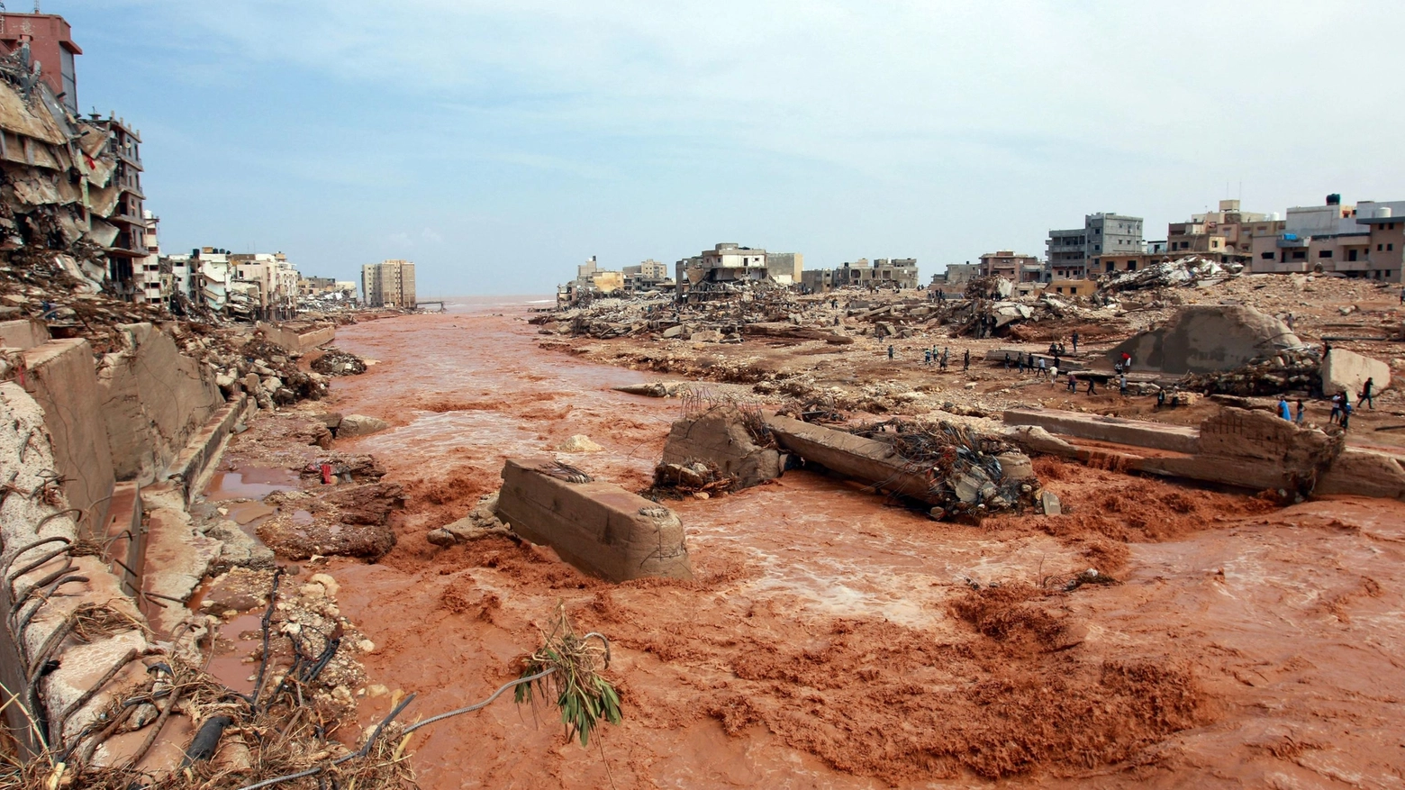 Libia, la devastazione di Derna (Ansa)