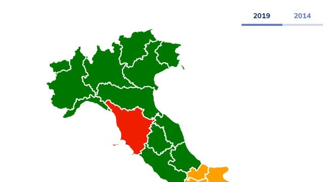 La mappa dell'Italia dopo il voto alle Europee 