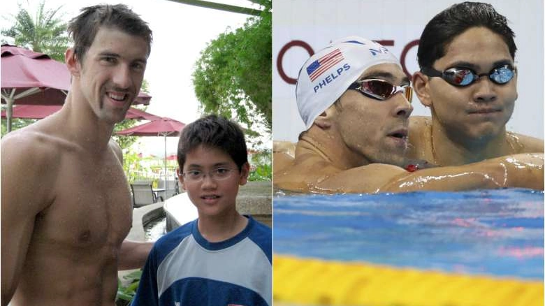 Phelps e Schooling nel 2008 e nel 2016 ...