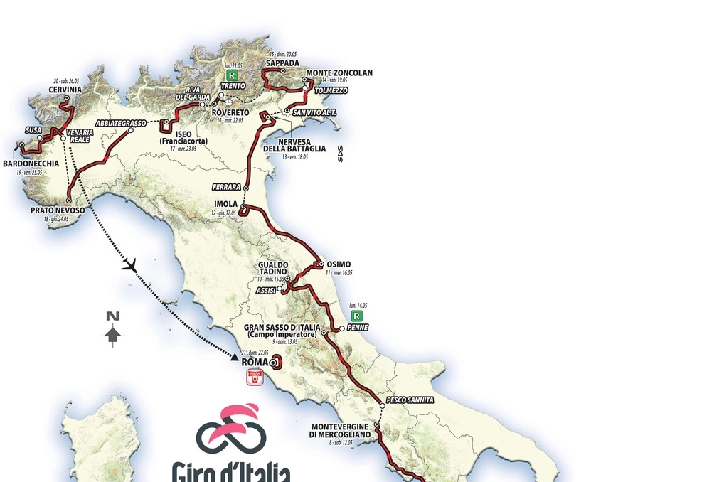 Tappe del Giro d'Italia (Afp)