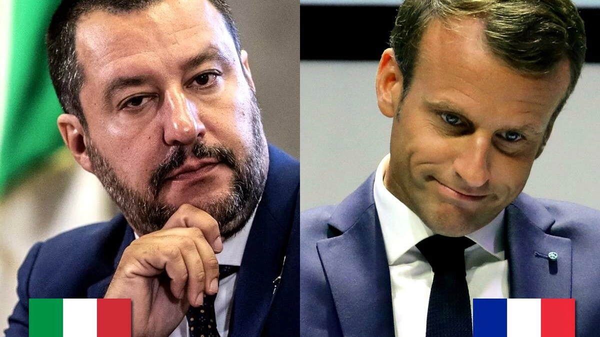 Salvini e Macron in un combo twittato dal ministro dell'Interno (Dire)