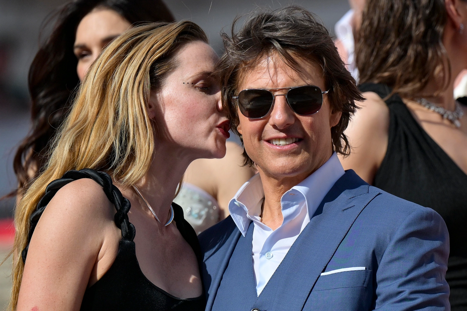 Tom Cruise a Roma con la collega Rebecca Ferguson (Ansa)
