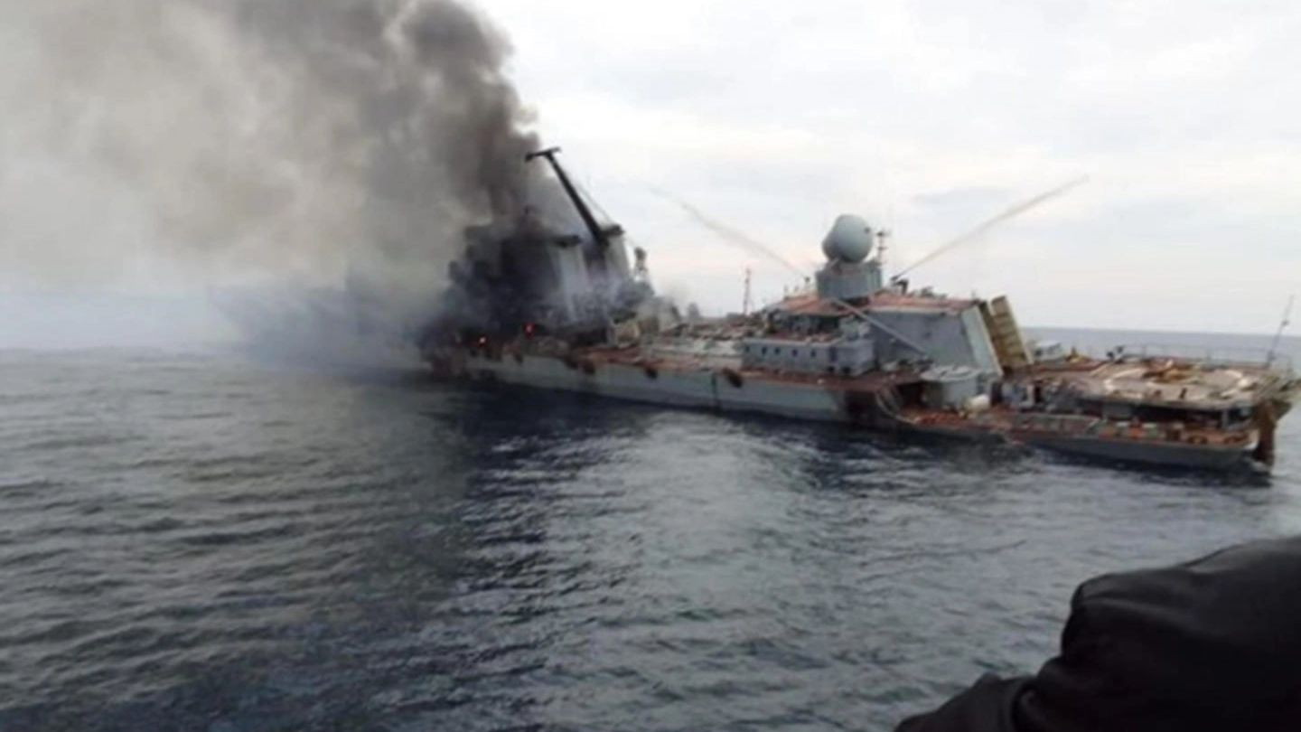 L'incrociatore Moskva, affondato nel Mar Nero (Ansa)