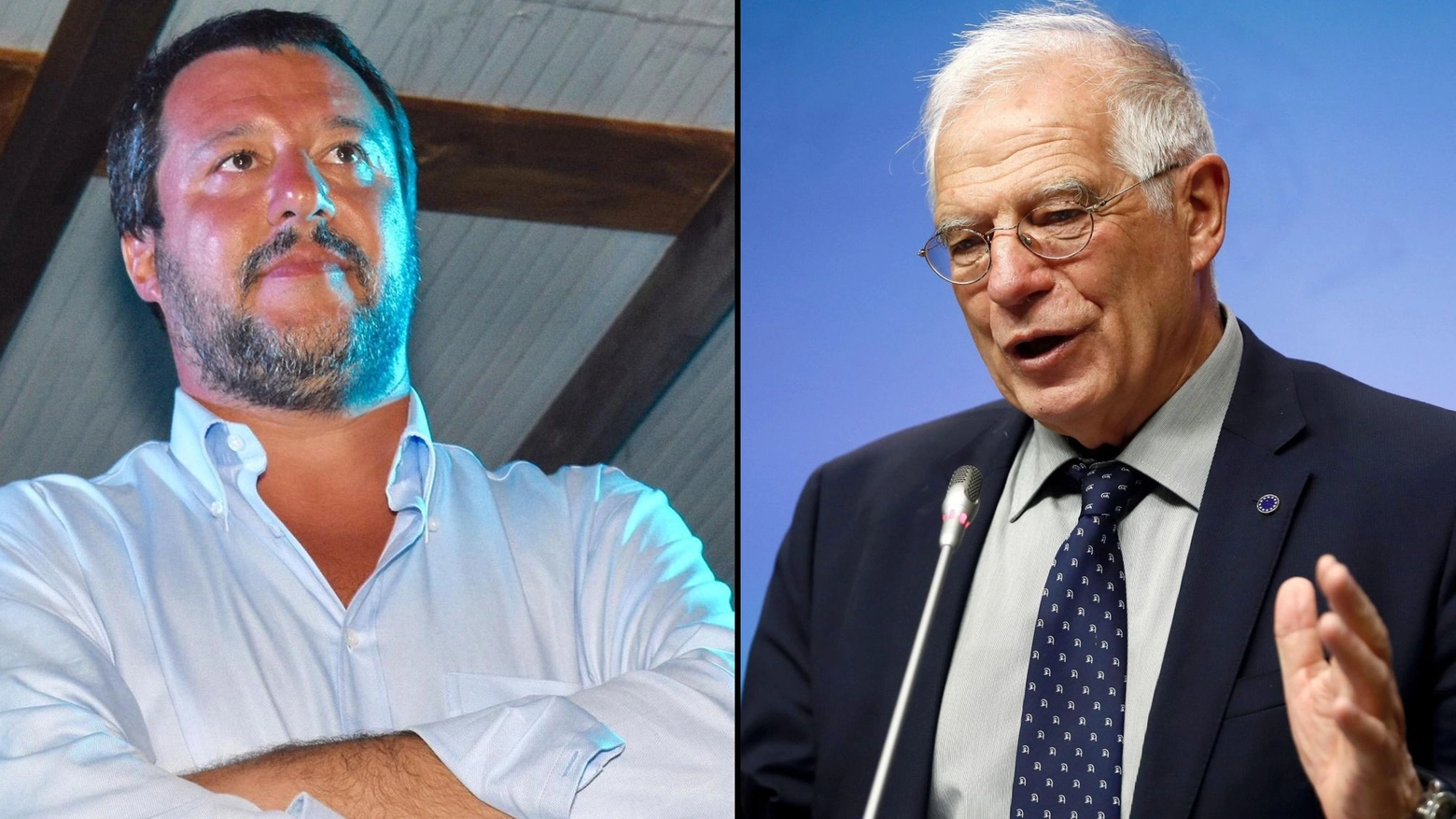 Matteo Salvini e il ministro degli Esteri spagnolo Josep Borrell 