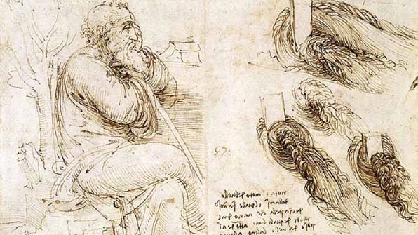 Studio di figura e vortici, Leonardo da Vinci, 1512-13