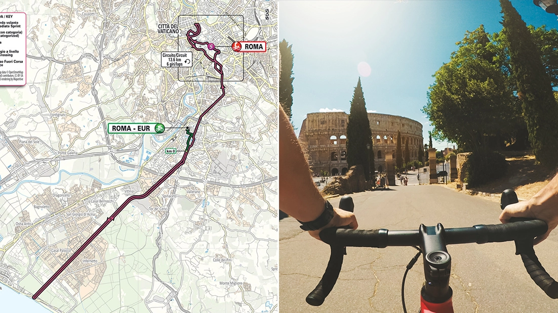 La mappa dell'ultima tappa del Giro d'Italia con partenza dall'Eur e arrivo sui Fori Imperiali