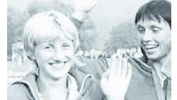 Ines Geipel con la compagna della staffetta dell'84