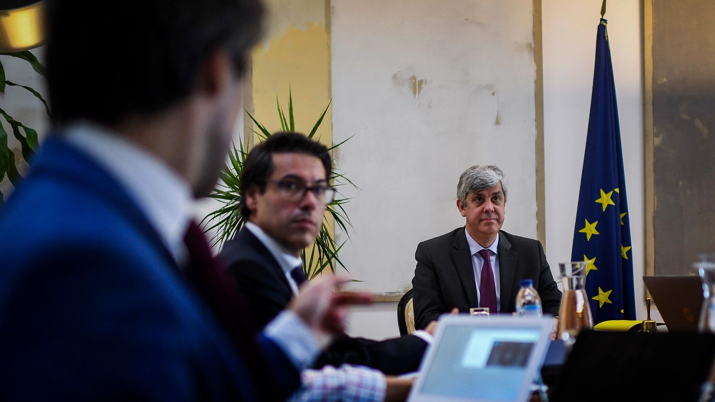 Mario Centeno durante la video-riunione dell'Eurogruppo (ImagoE)
