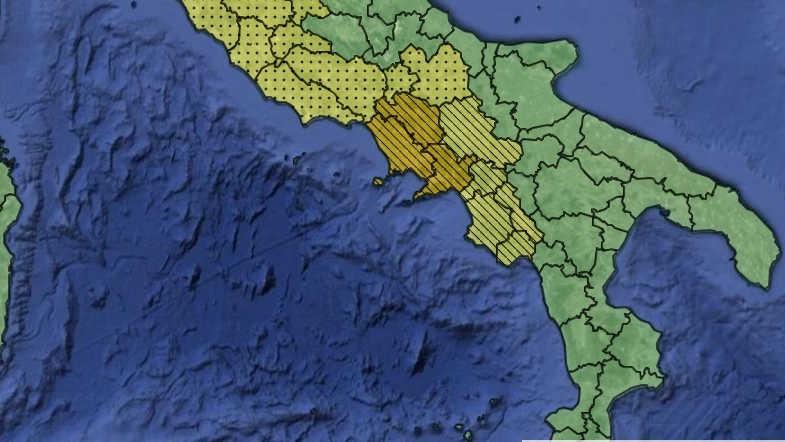 Allerta meteo arancione su alcune zone della Campania (Bollettino Protezione civile)
