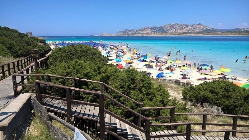 La spiaggia della Pelosa a Stintino, in Sardegna (Ansa)