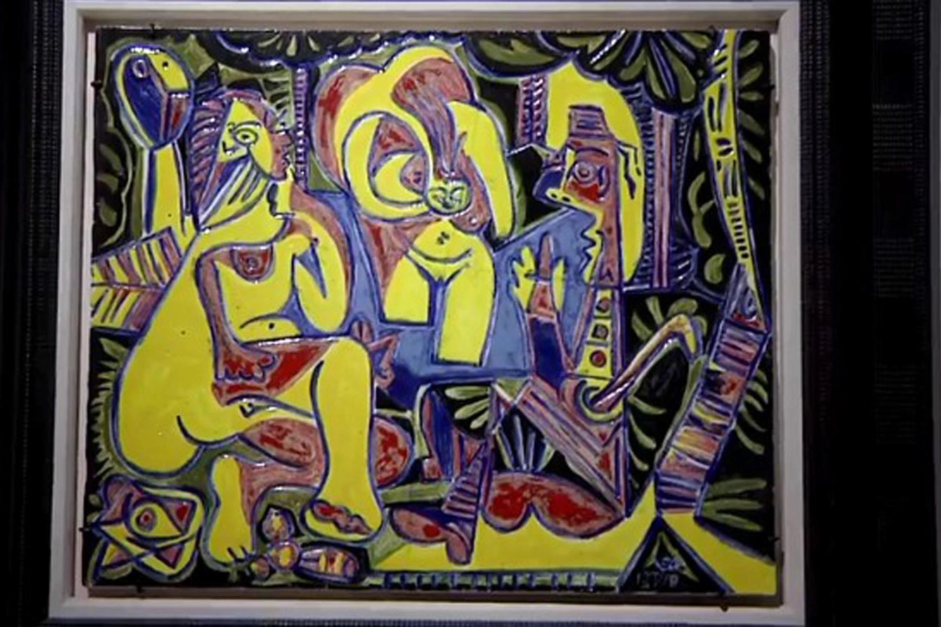 Un fermo immagine tratto da un video mostra le undici opere di Pablo Picasso