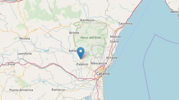 L'epicentro del terremoto nel Catanese (Ingv)