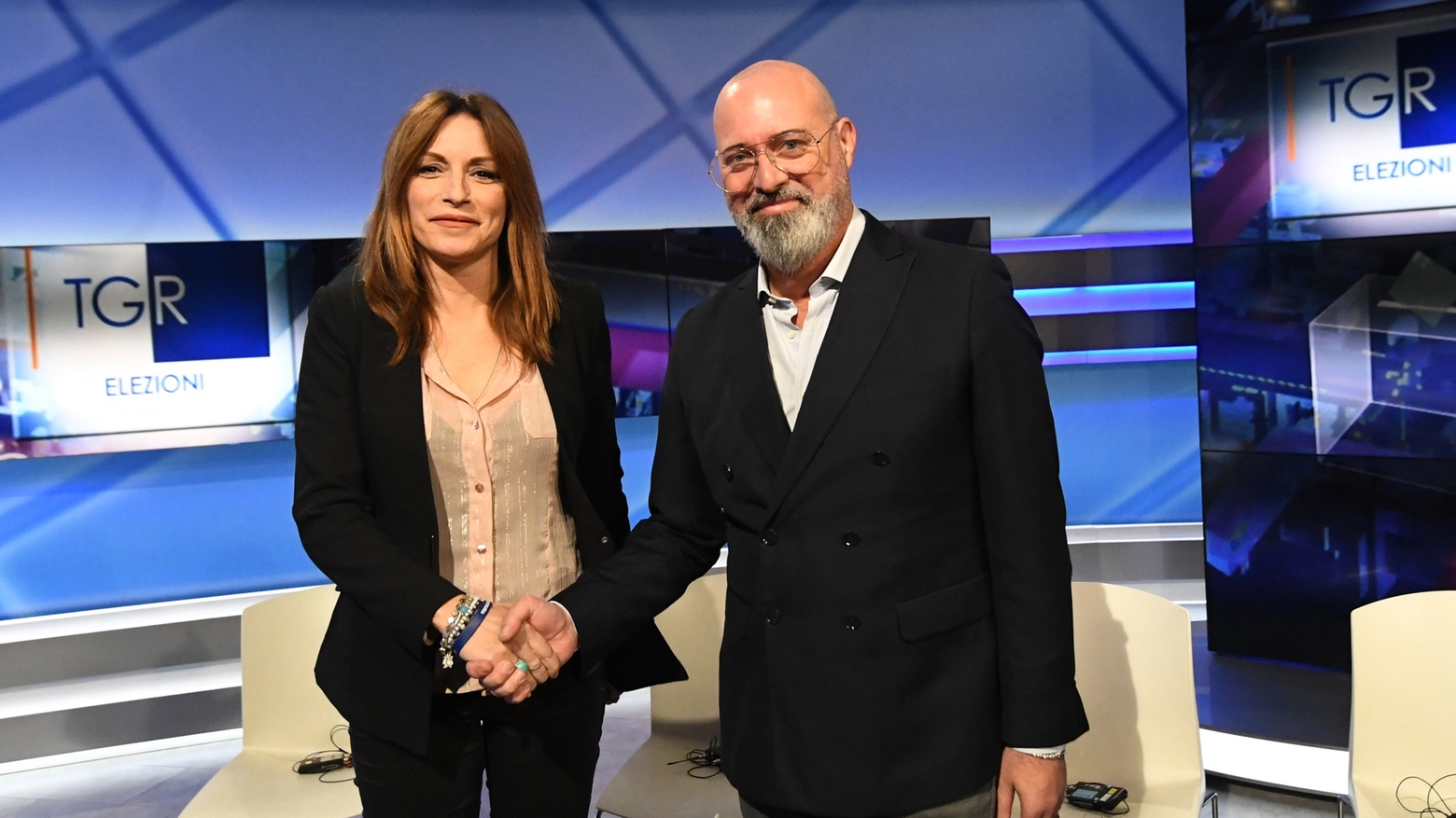Lucia Borgonzoni e Stefano Bonaccini al dibattito in Rai (FotoSchicchi)