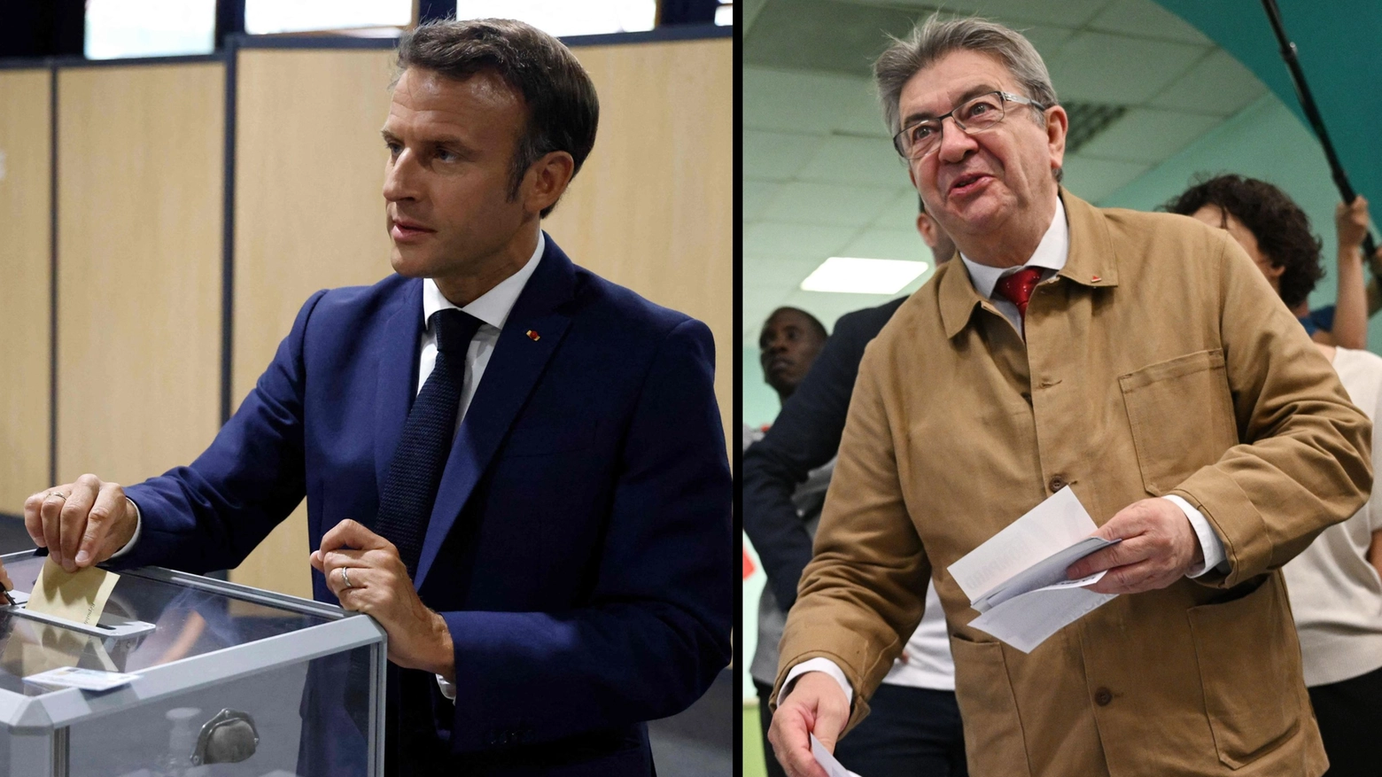 Emmanuel Macron e Jean-Luc Melenchon (Ansa)