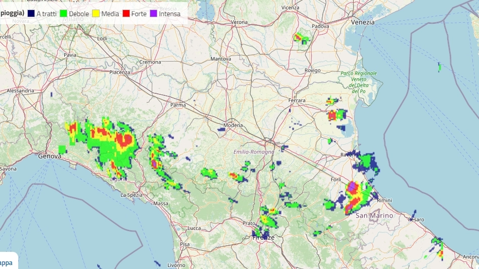 Radar meteo Itialia (Arpa Emilia Romagna)