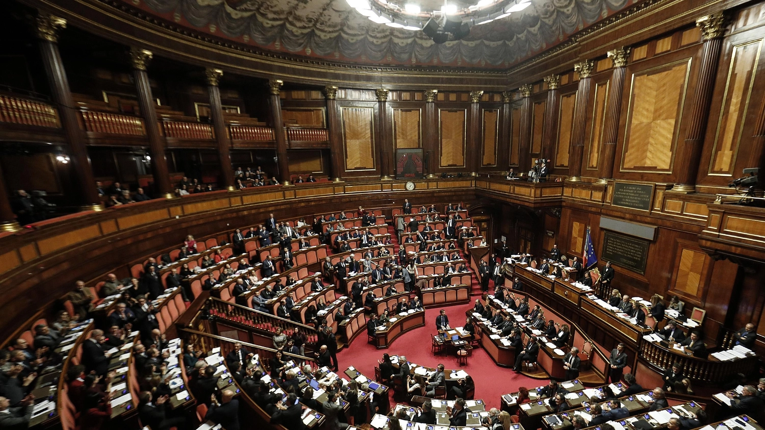 Senato, l'aula di Palazzo Madama durante la fiducia sulla Legge di bilancio (Ansa)
