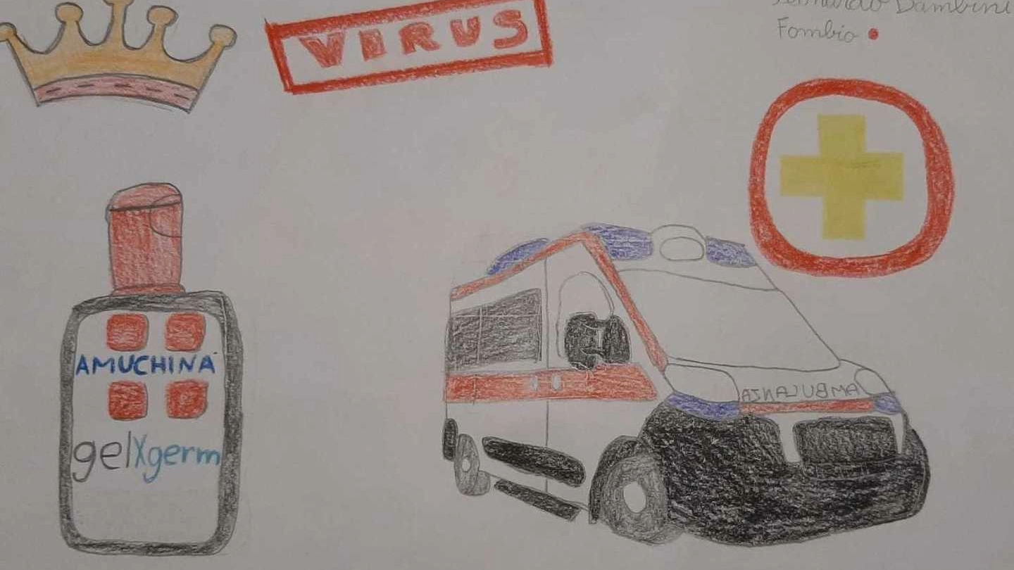Un disegno di un bambino sul Coronavirus