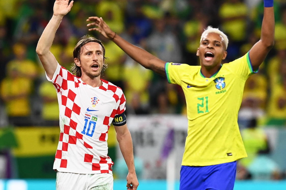 Croazia-Brasile, Luka Modric e Rodrygo (foto Ansa)