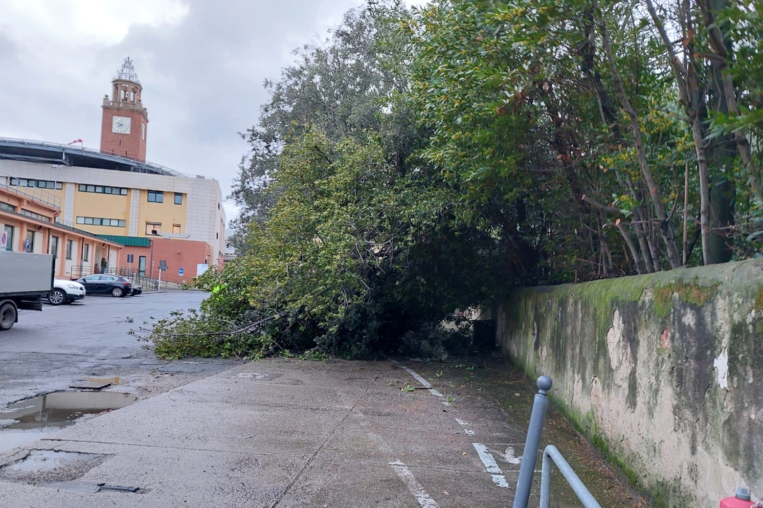Livorno, muro crollato all'interno dell'ospedale