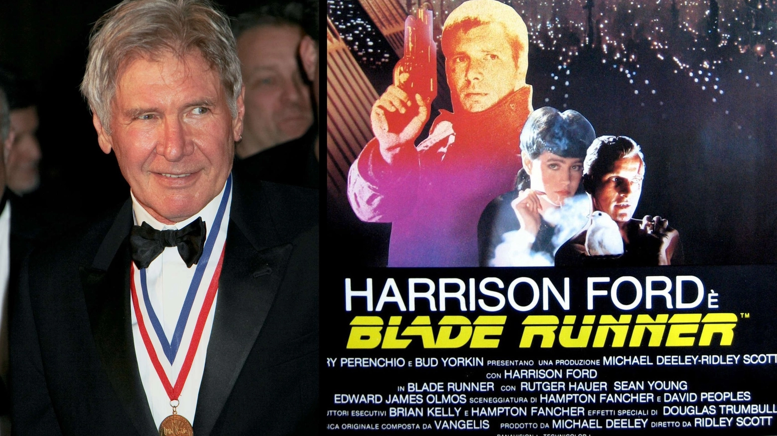 Harrison Ford oggi e nella locandina di Blade Runner