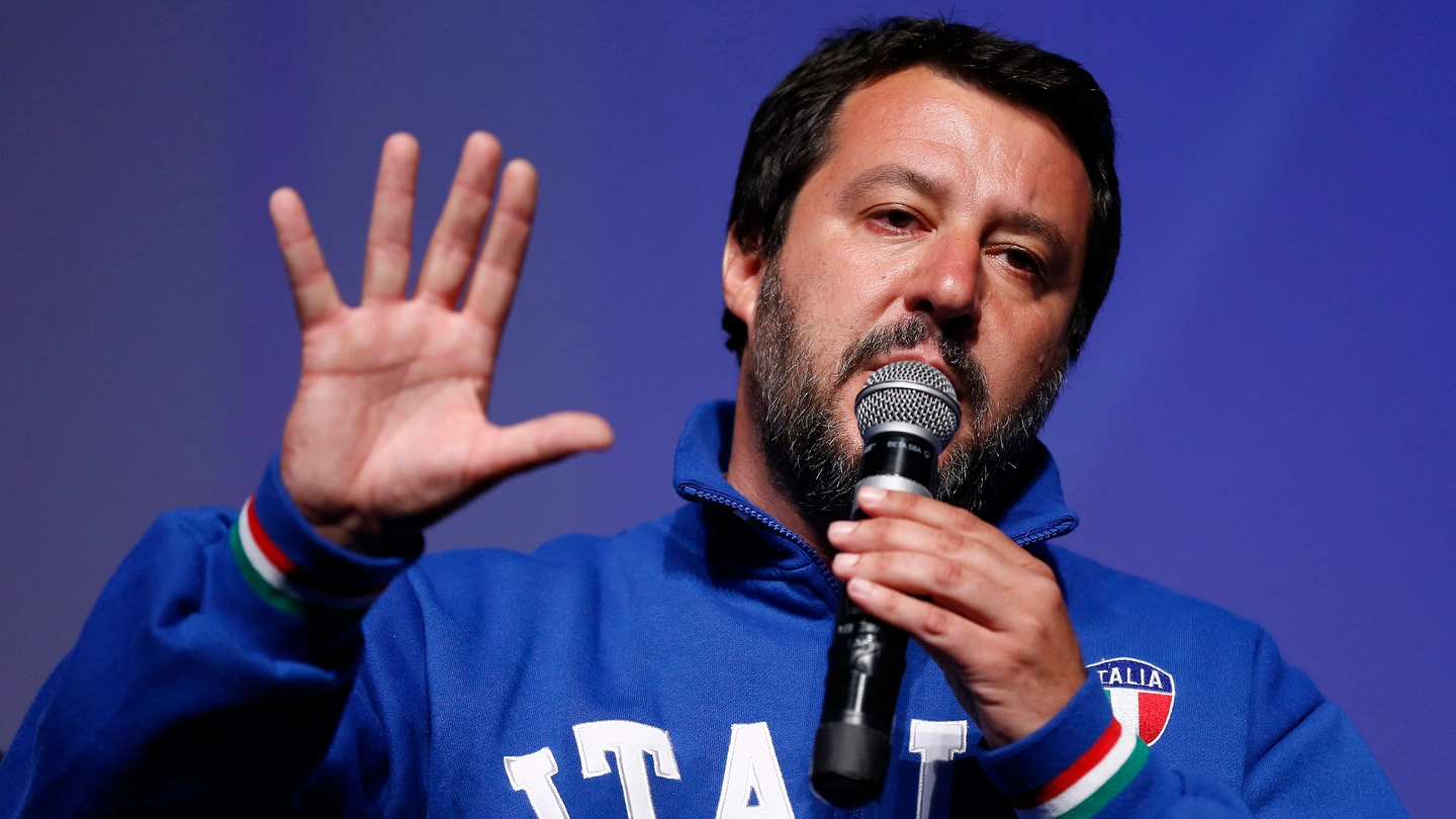 Matteo Salvini a un appuntamento elettorale all’Eur (LaPresse)