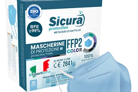 Sicura Protection Mascherine FFP2 Azzurre su amazon.com