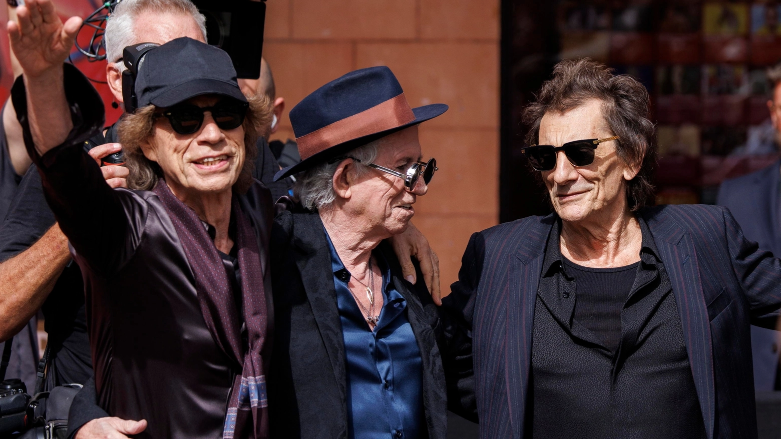 Mick Jagger, Keith Richards and Ronnie Wood al lancio del nuovo disco