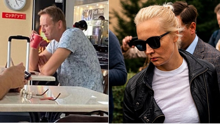 Navalny beve un tè all'aeroporto di Tomsk e la moglie arriva all'Ospedale (Ansa)