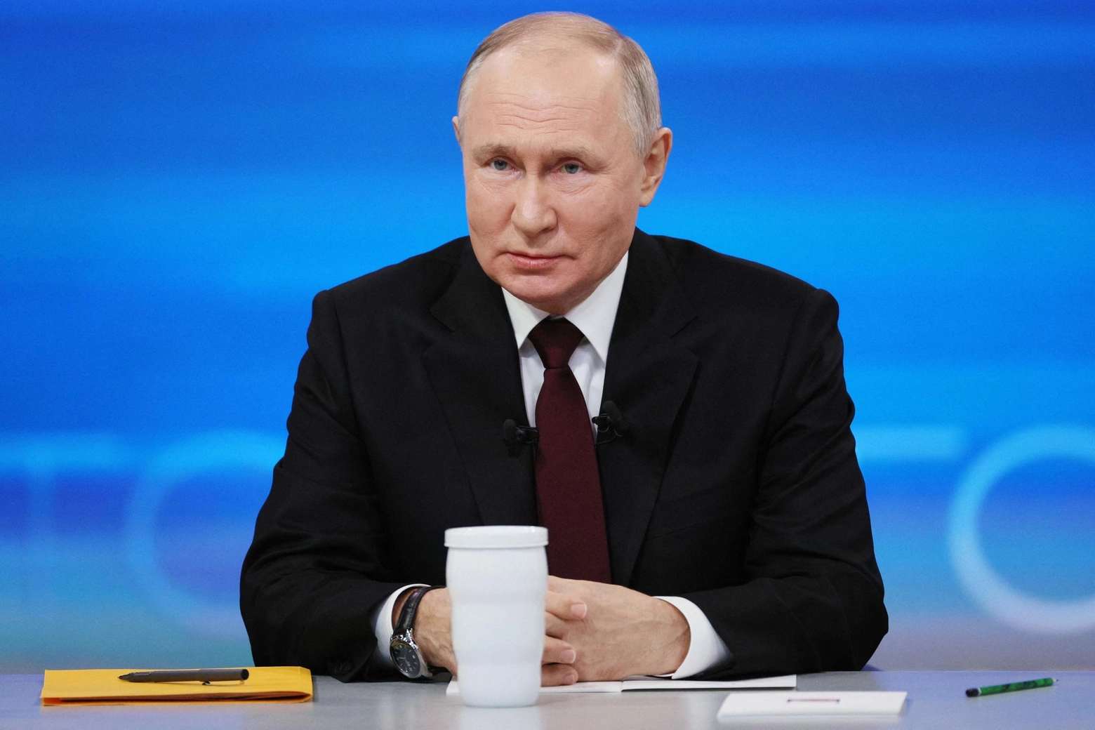 Il presidente russo Vladimir Putin tiene il discorso di fine anno (Ansa)