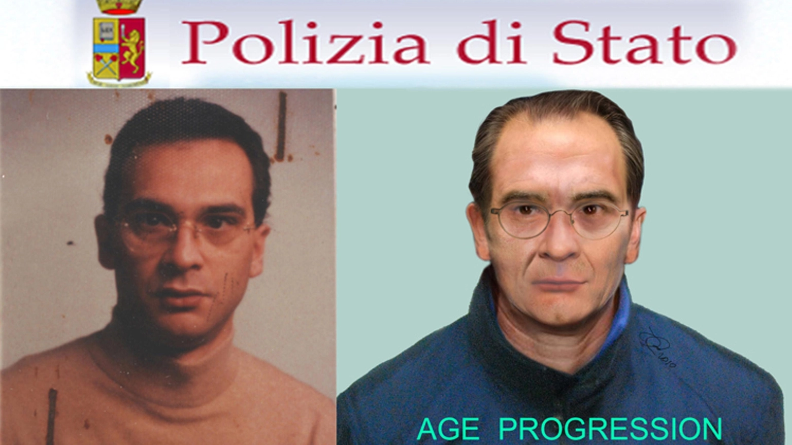 Matteo Messina Denaro: a destra, l'identikit di come potrebbe essere ora (Ansa)
