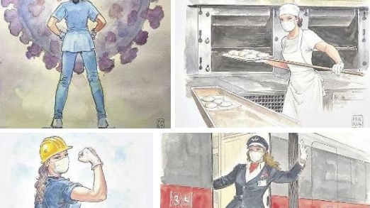 I disegni di Milo Manara: donne che combattono il Coronavirus