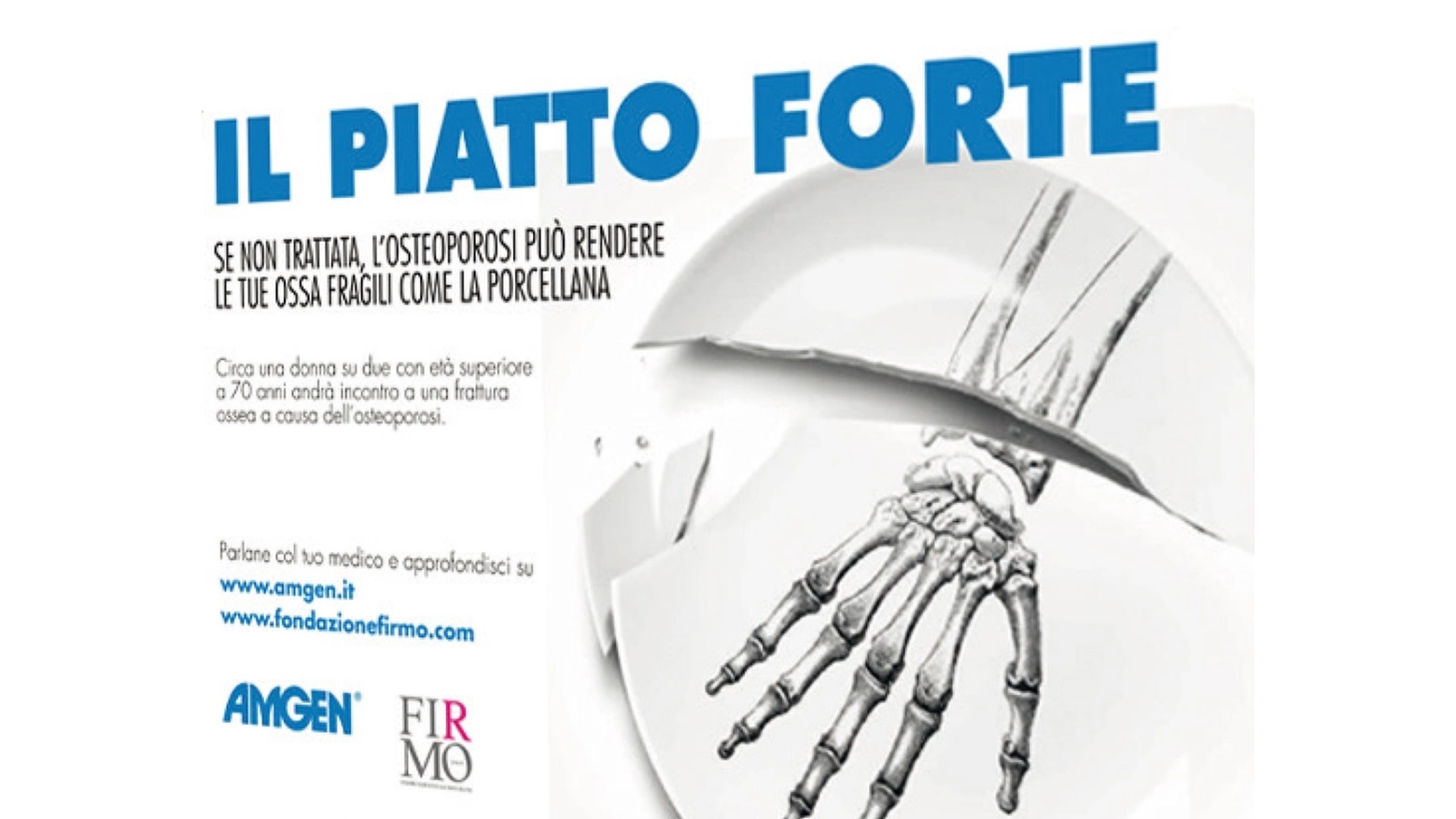 Poster della campagna di prevenzione Firmo - Amgen contro l'osteoporosi