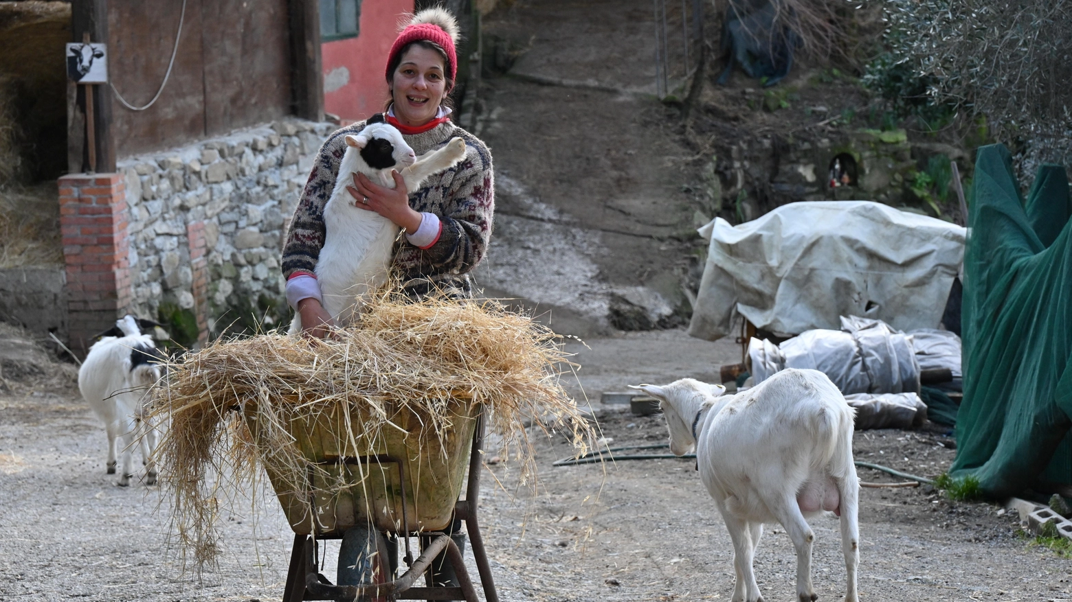 Gabriella Michelozzi nella sua azienda agricola in provincia di Pistoia