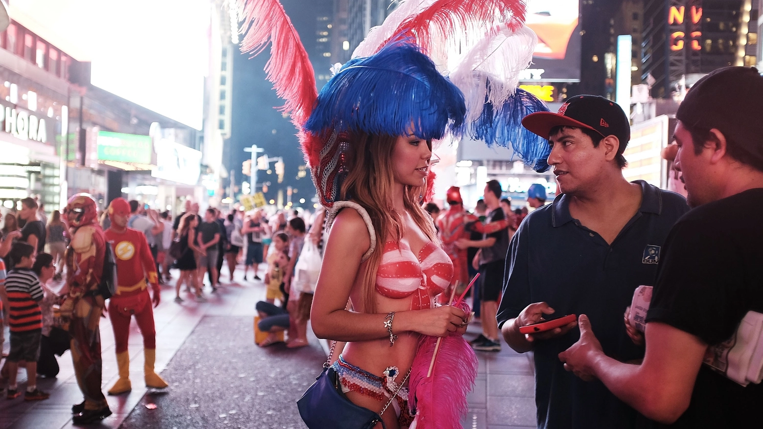 Una 'desnudas' a Times Square, NY (Afp)