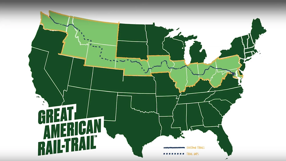 Uno screenshot del video su Great American Rail Trail - Foto: Rails-to-Trails Conservancy