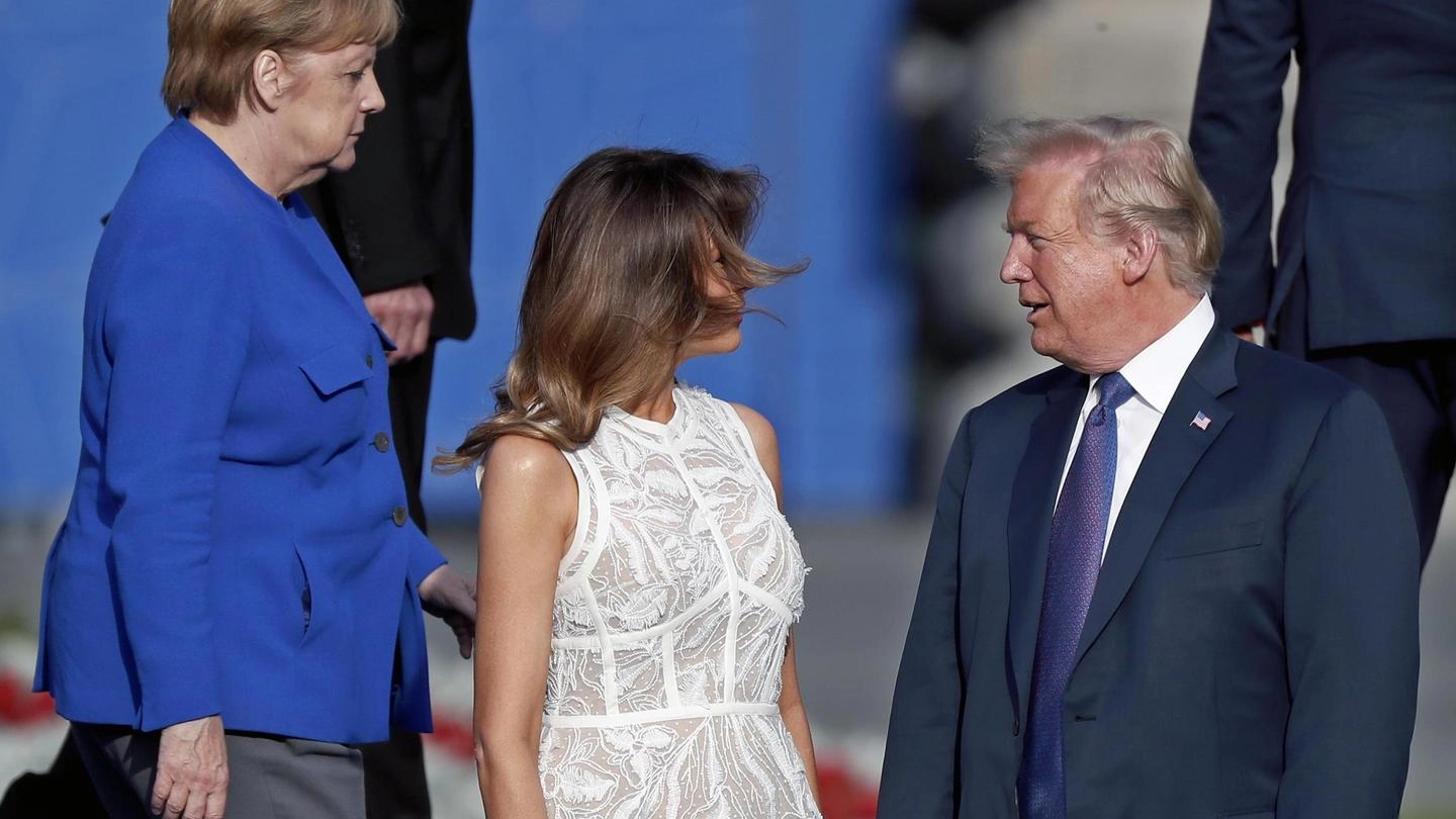 Angela Merkel e i coniugi Trump (Ansa)