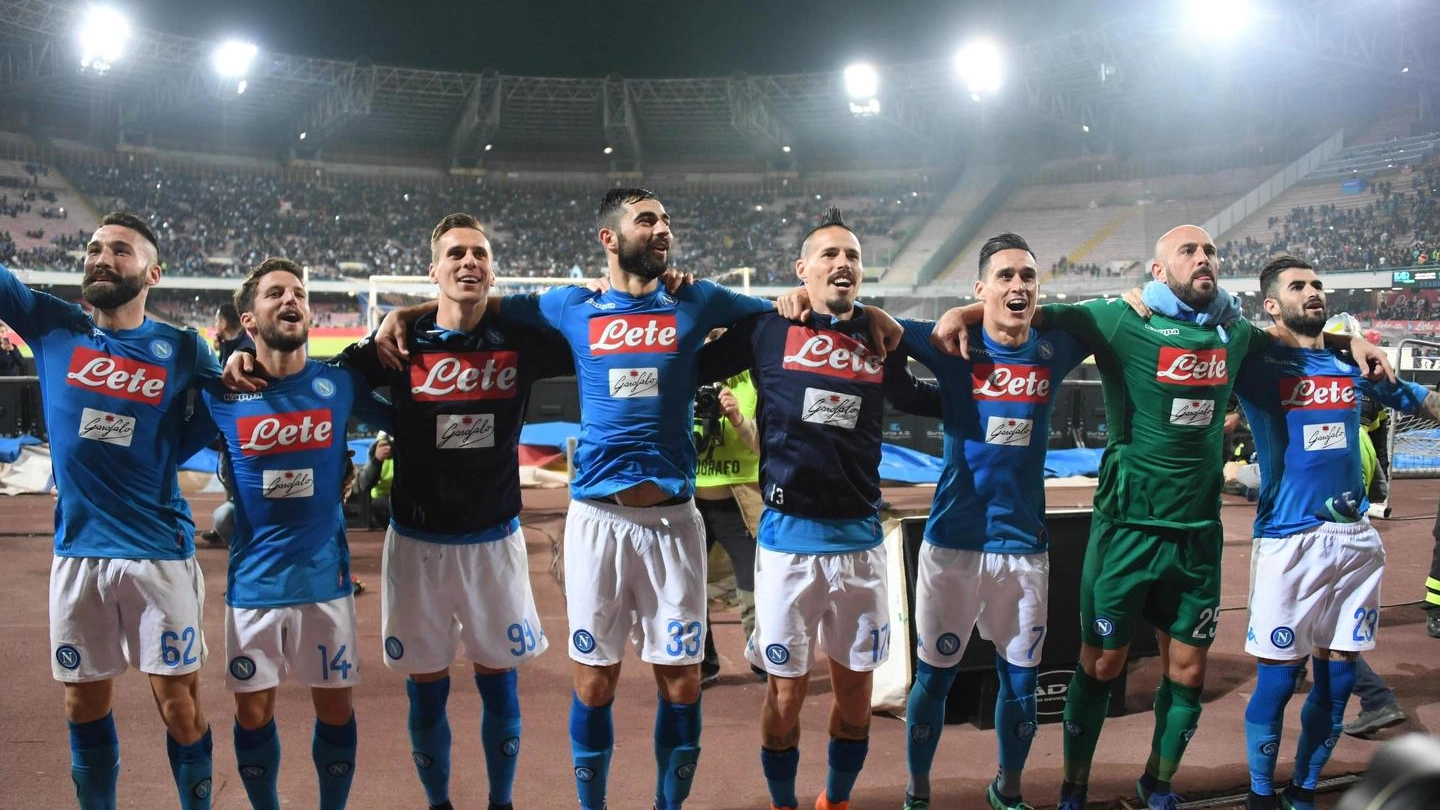 Napoli dopo la vittoria sull'Udinese (Ansa)