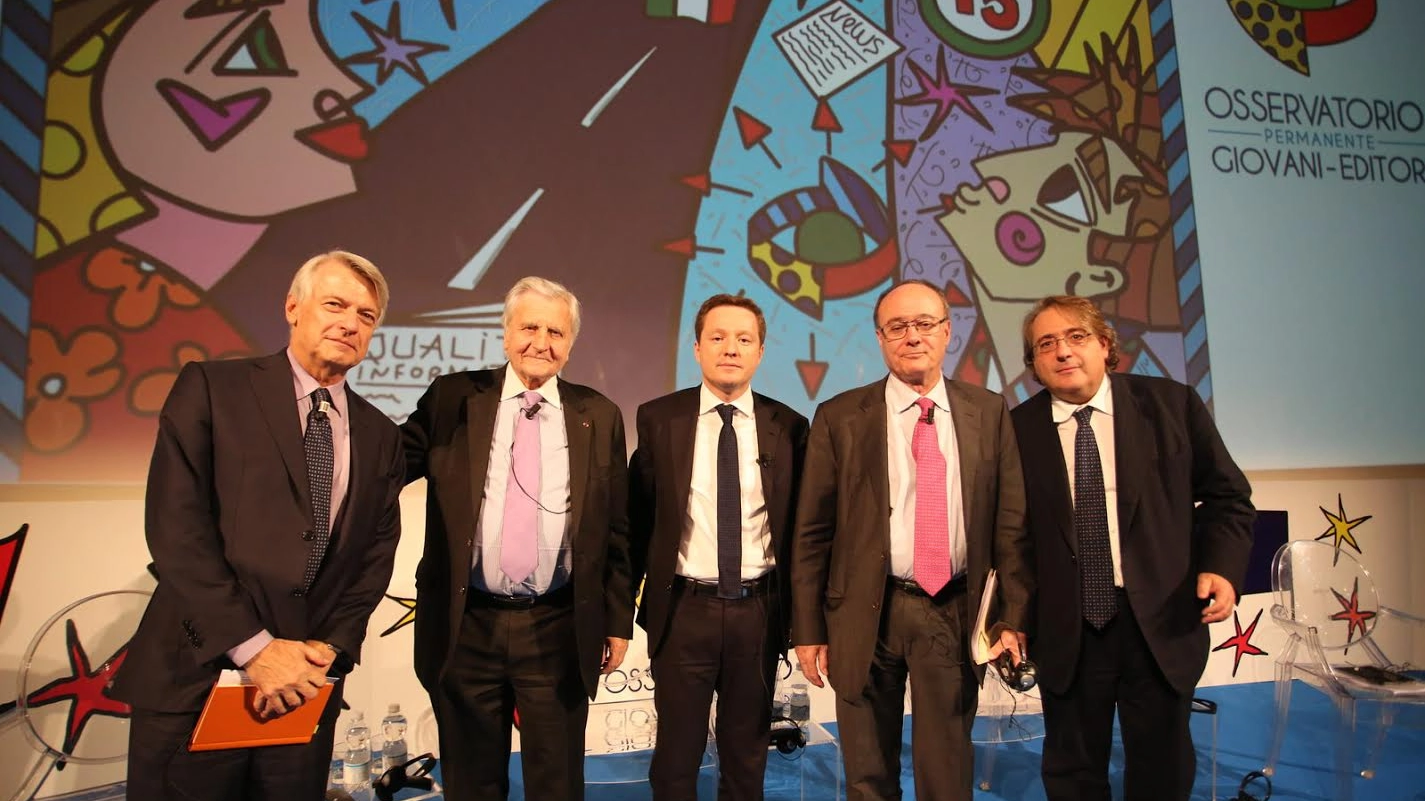 Ferruccio de Bortoli, Jean-Claude Trichet, Andrea Ceccherini, Luis Linde e R. Napoletano 