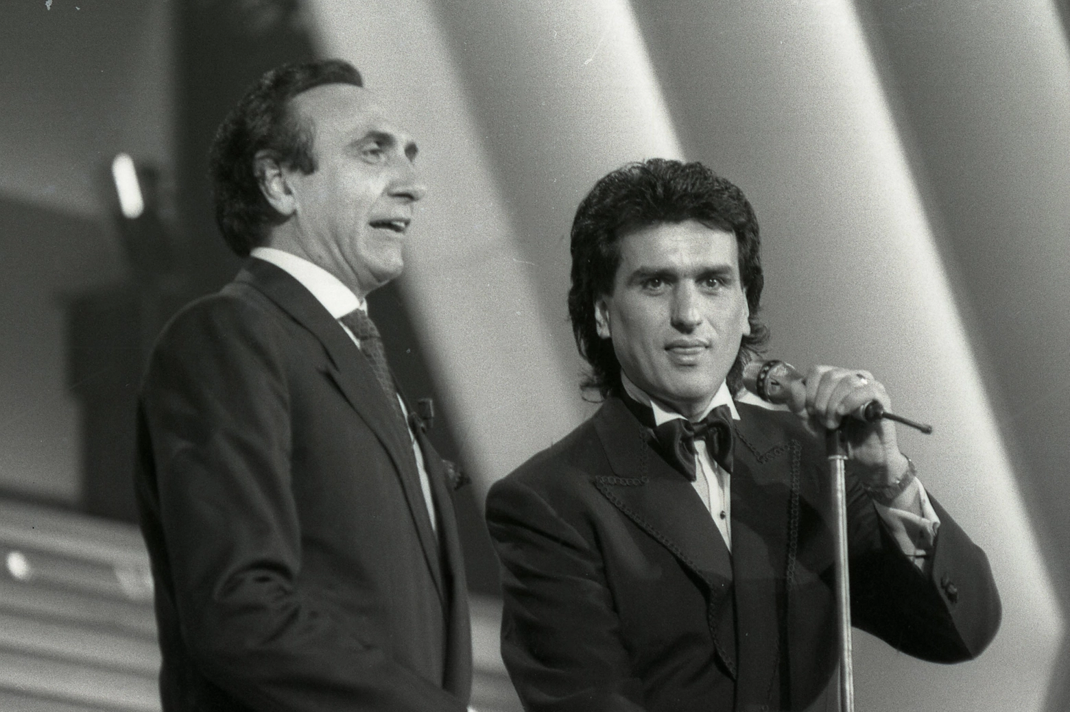Toto Cutugno e Pippo Baudo a Sanremo nel 1987
