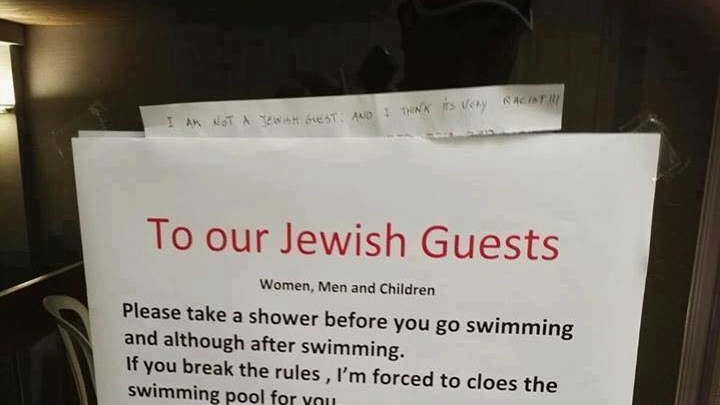 Cartello choc sugli ebrei in un hotel svizzero
