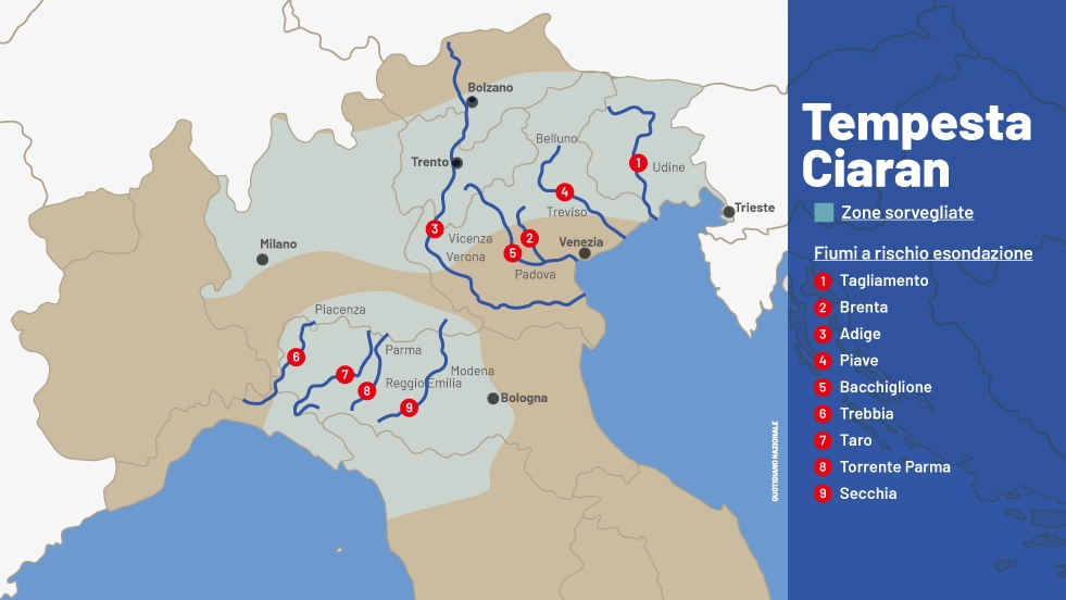 Tempesta Ciaran in arrivo sull'Italia: la mappa del rischio
