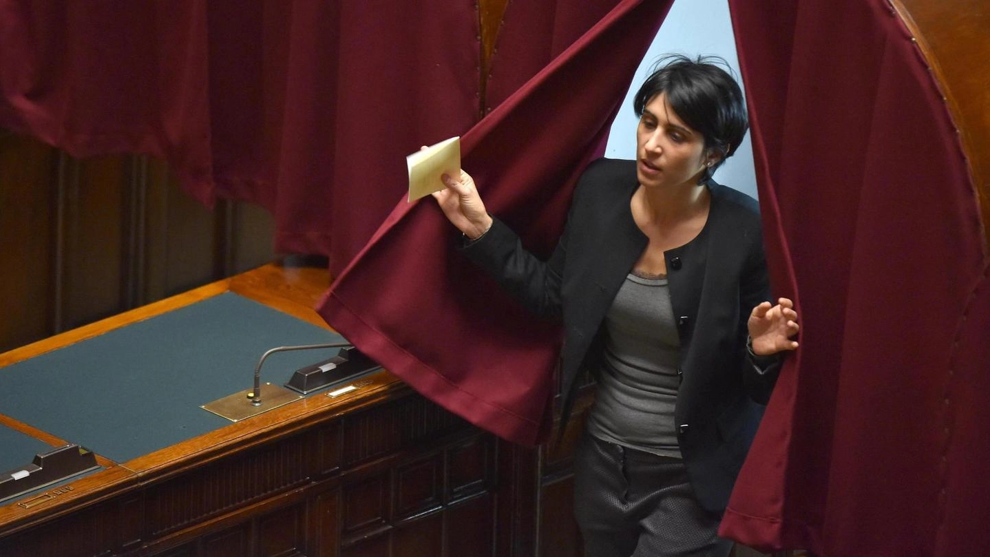 Mara Mucci durante la seconda votazione per eleggere il Presidente della Repubblica