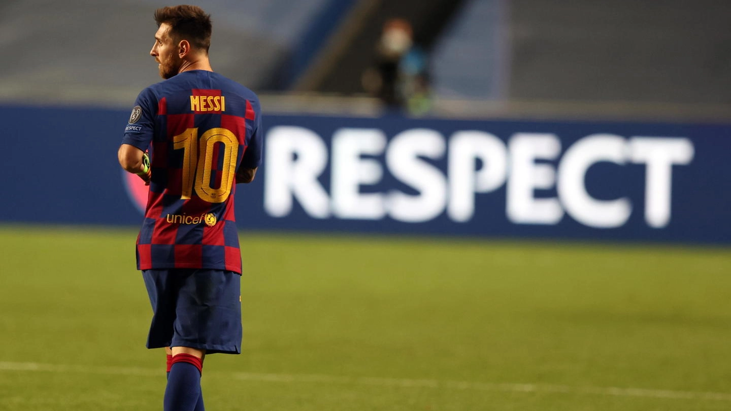 Lionel Messi con la maglia del Barcellona (ansa)