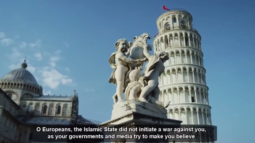 La Torre di Pisa nel fotogramma di apertura del video dell'Isis