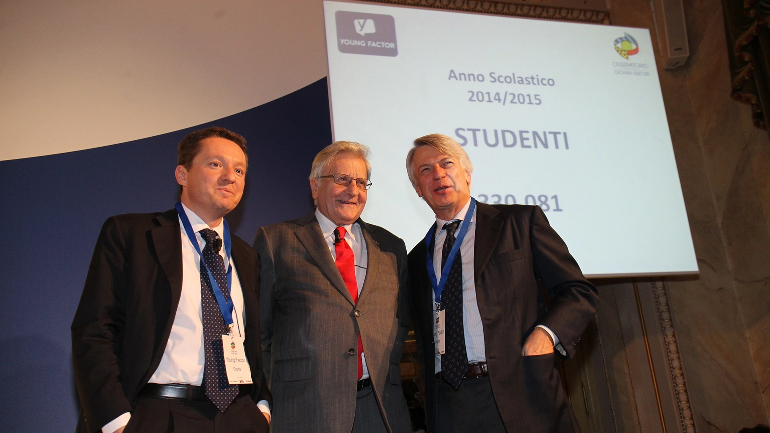 Andrea Ceccherini, Jean-Claude Trichet e Ferruccio De Bortoli (Fotocronache Germogli)
